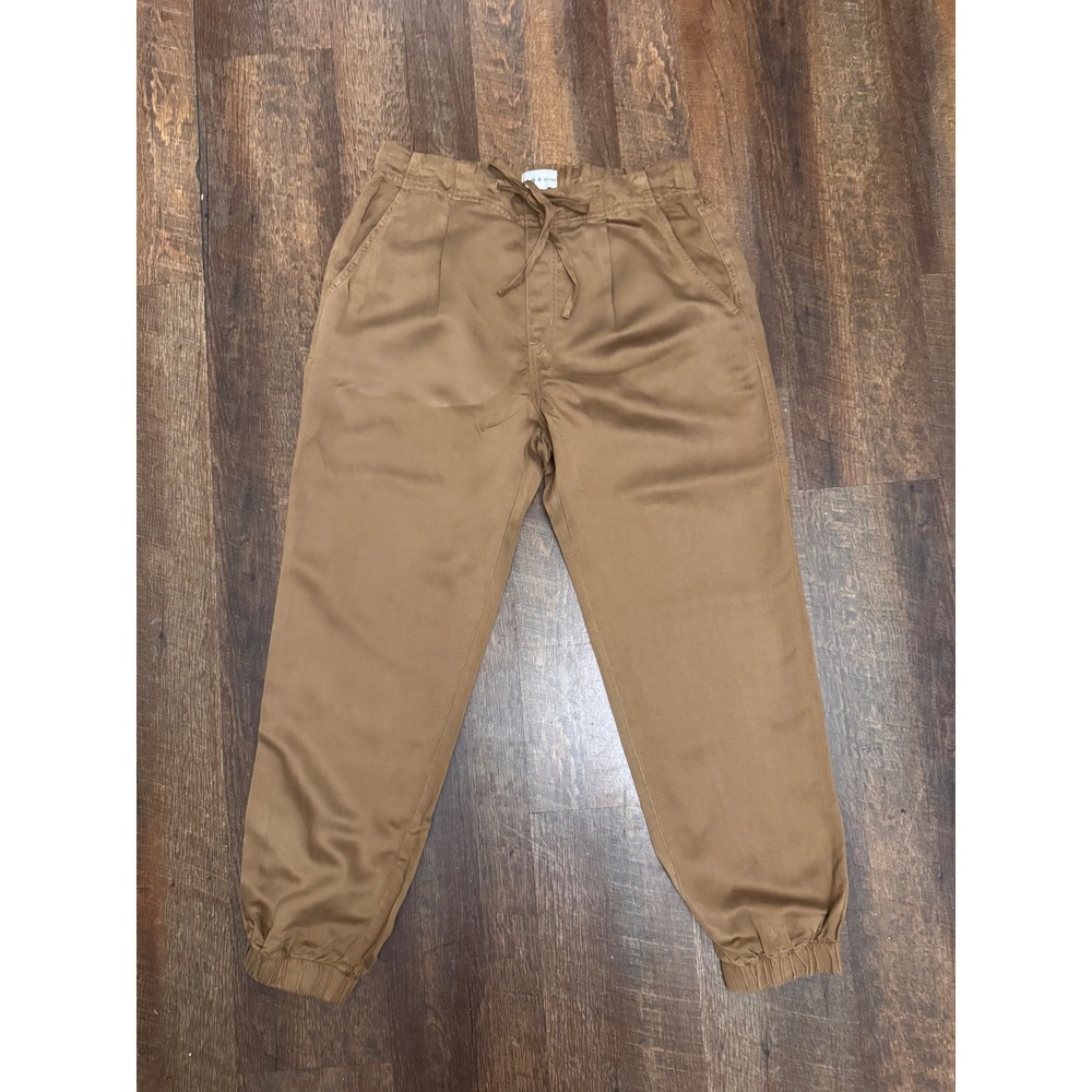 Cloth & Stone Linen Tencel Jogger Pants M Brown Drawstring Elastic Waist